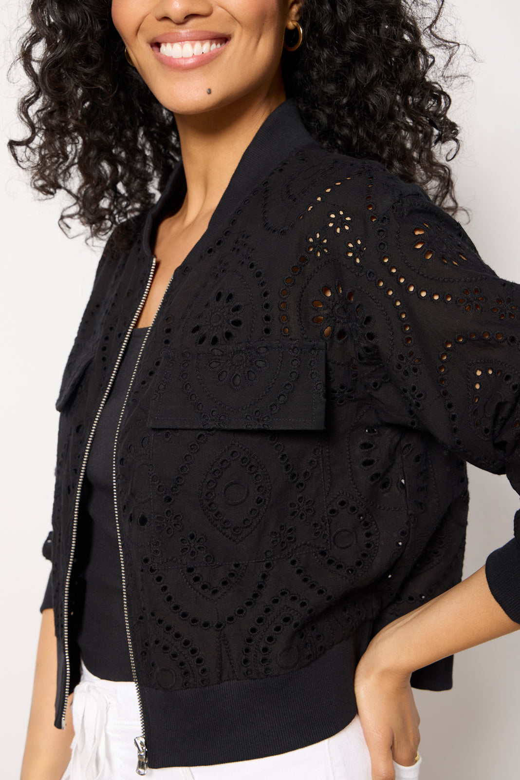 Ryan Eyelet Bomber Jacket