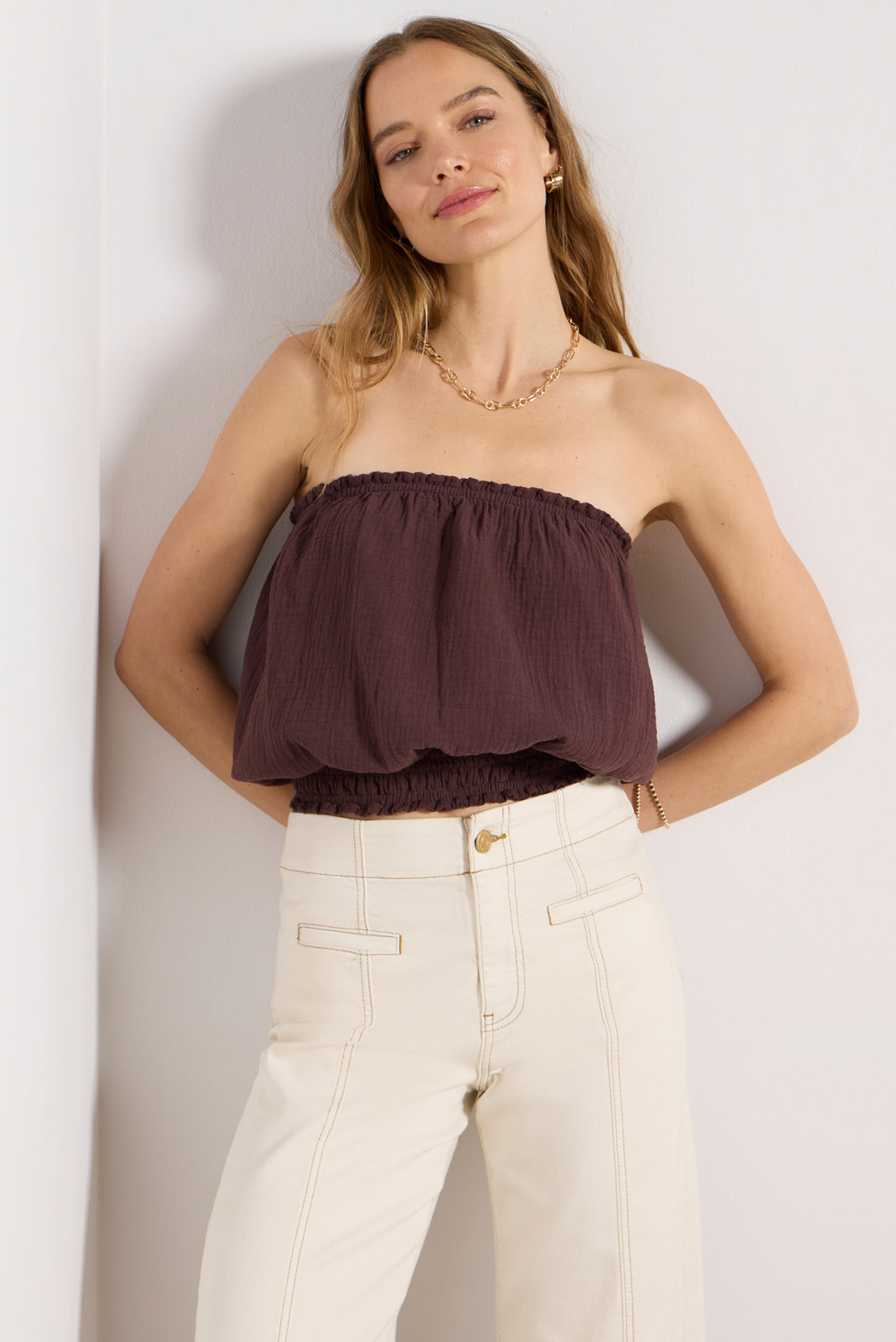 BOBI Women's Gauze Tube Top, Size Large, Brown BOBI Women's Gauze Tube Top, Size Large, Brown