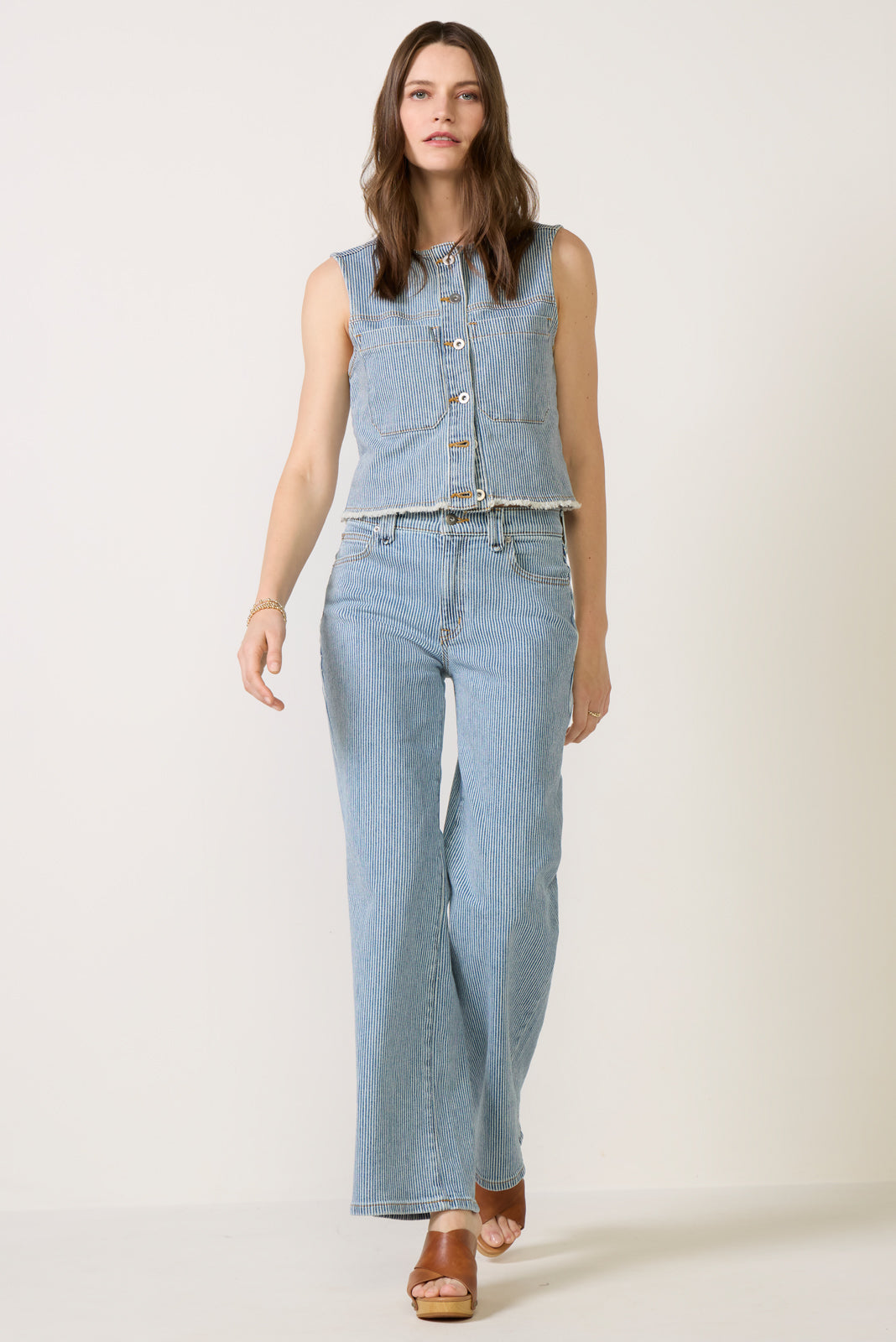 Railroad Stripe Wide Leg Jean