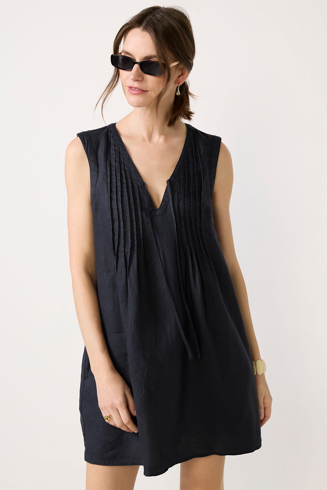 Splendid - Stella Linen Mini Dress - Lead Splendid - Stella Linen Mini Dress - Lead
