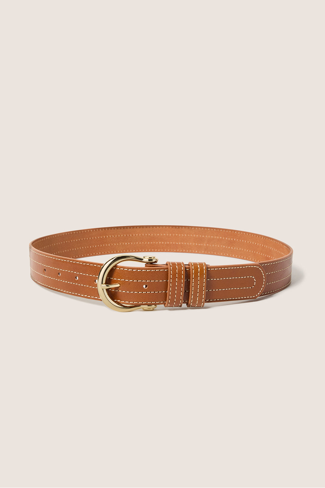 EVEREVE Women's Serena Top Stitch Belt, Size Medium/Large, Brown