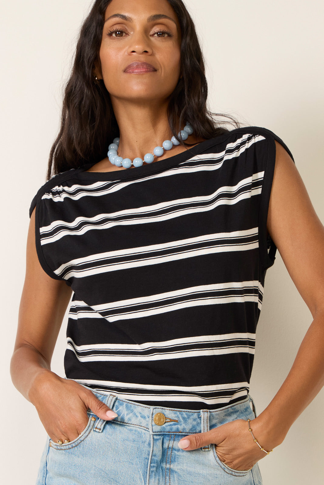 Rhissa Striped Muscle Top