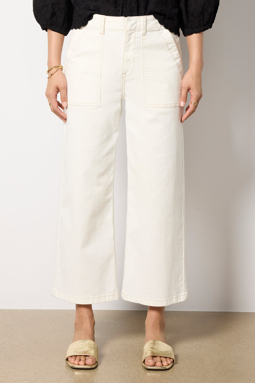 Sophia Contrast Stitch Wide Leg Pant