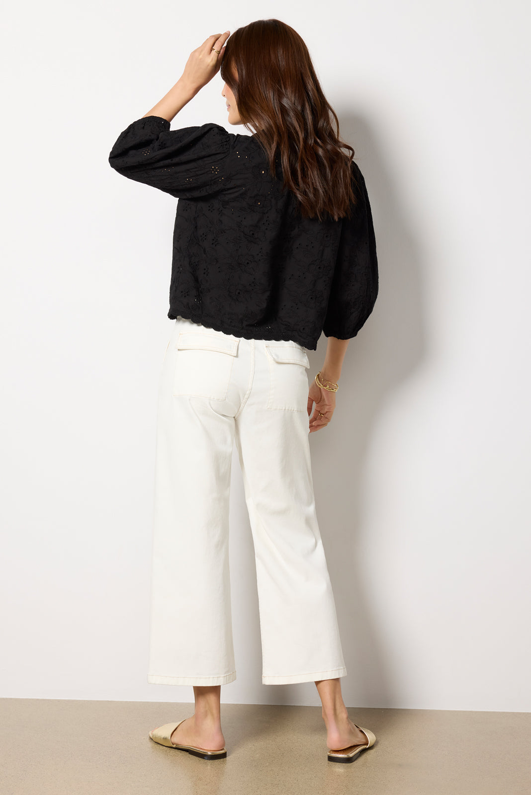 Sophia Contrast Stitch Wide Leg Pant