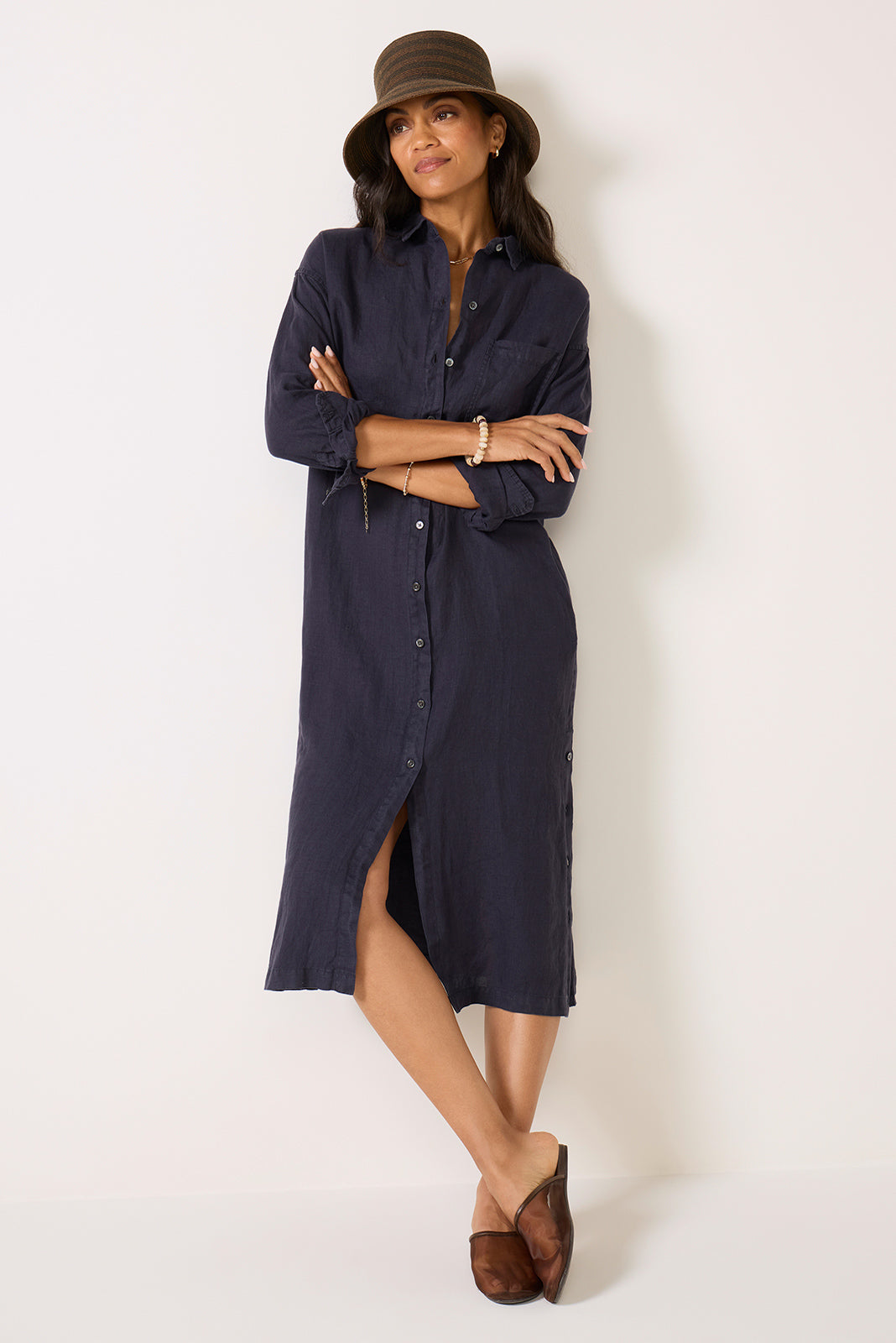 Kerry Dress In Linen Dark Navy / SM | Alex Mill Kerry Dress In Linen Dark Navy / SM | Alex Mill