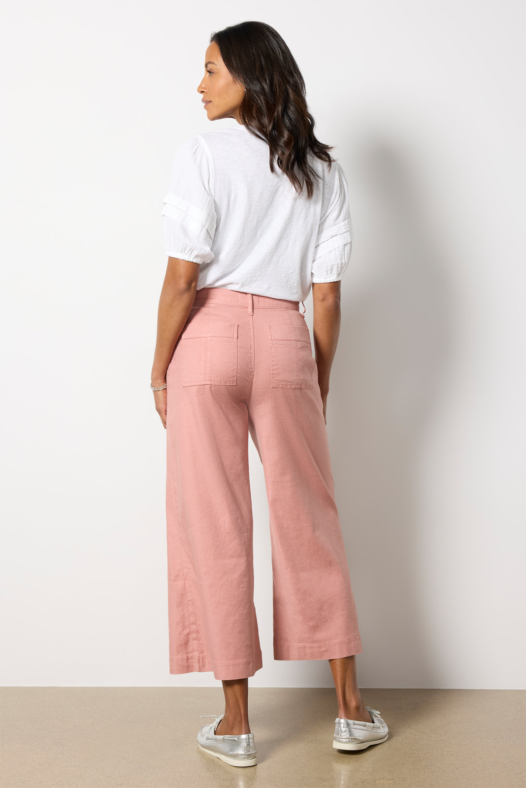 Joelle Stretch Linen Cropped Wide Leg
