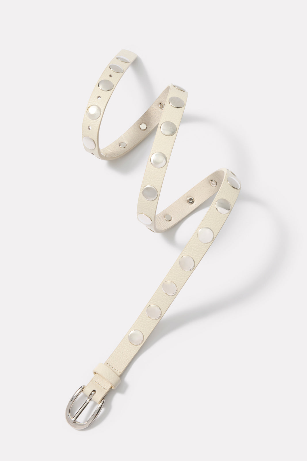 Studded Cream Belt with Silver Accents cream studded skinny leather belt ? with silver... | Depop main image 3