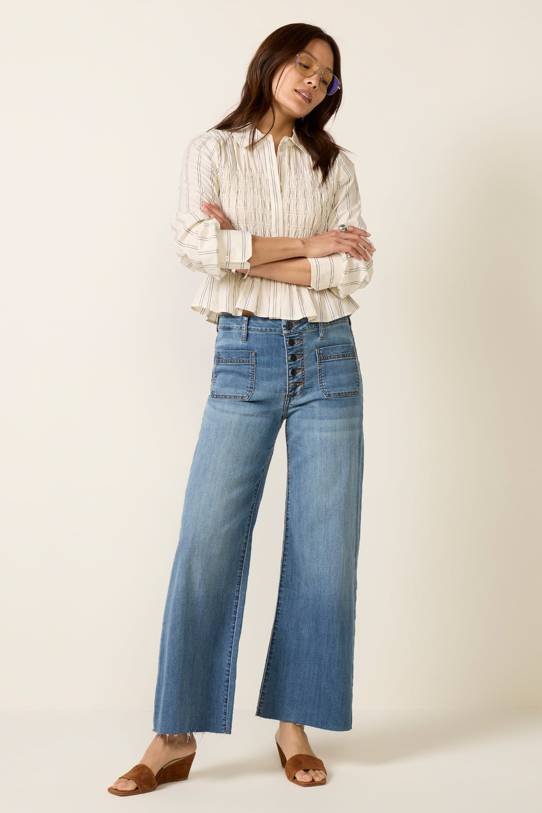 Meg Wide Leg W/ Buttons