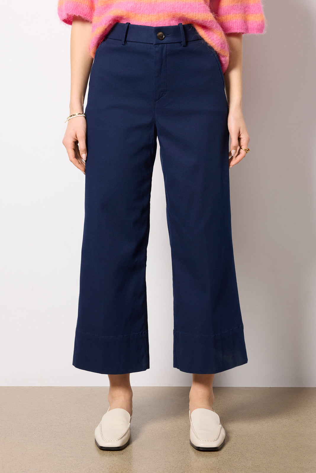 Stretch Twill Cropped Wide Leg