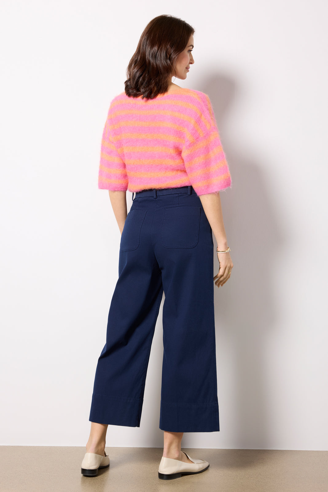 Stretch Twill Cropped Wide Leg