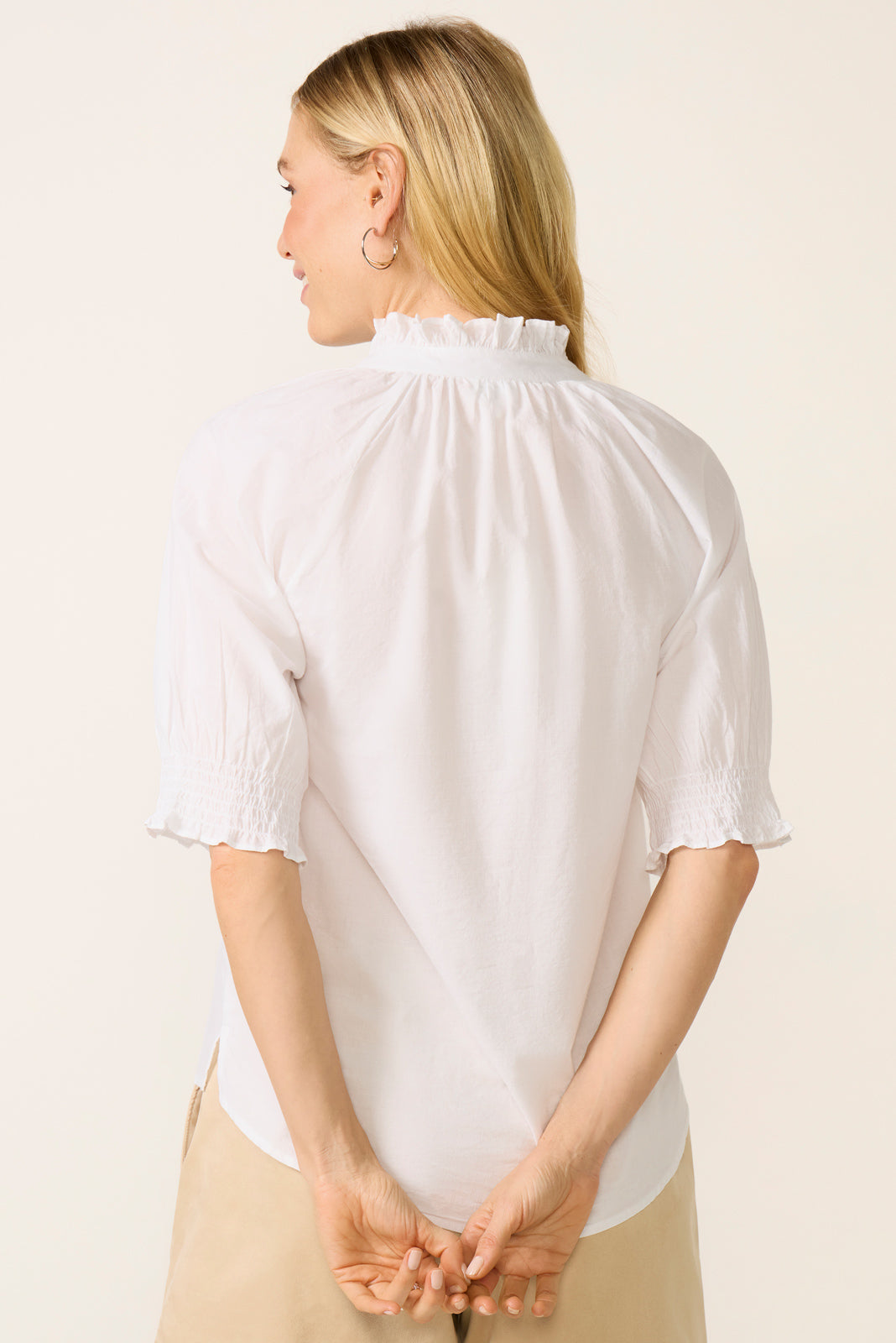Short Sleeve Ruffle Neck Shirt