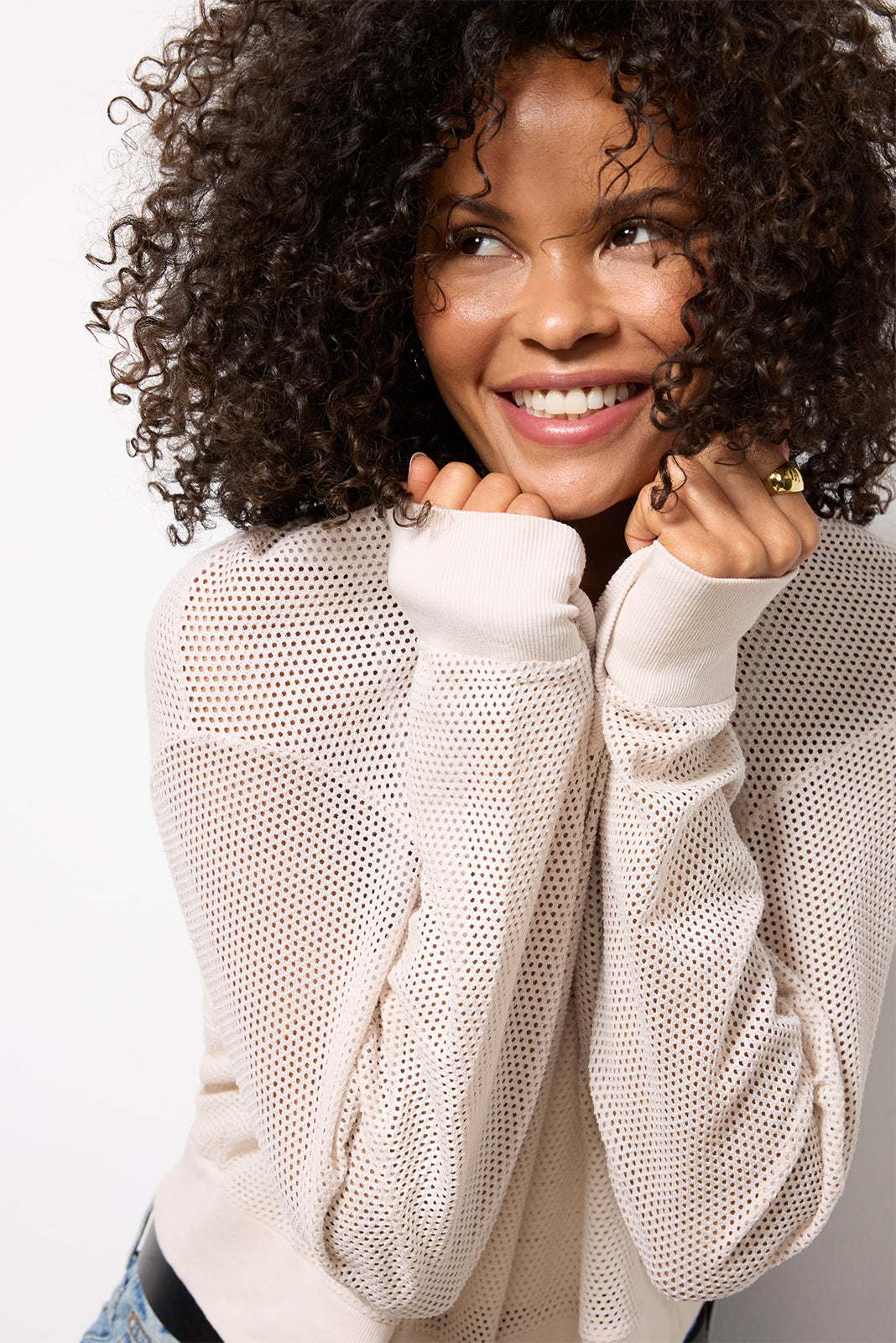 Aviva Cropped Mesh V Neck