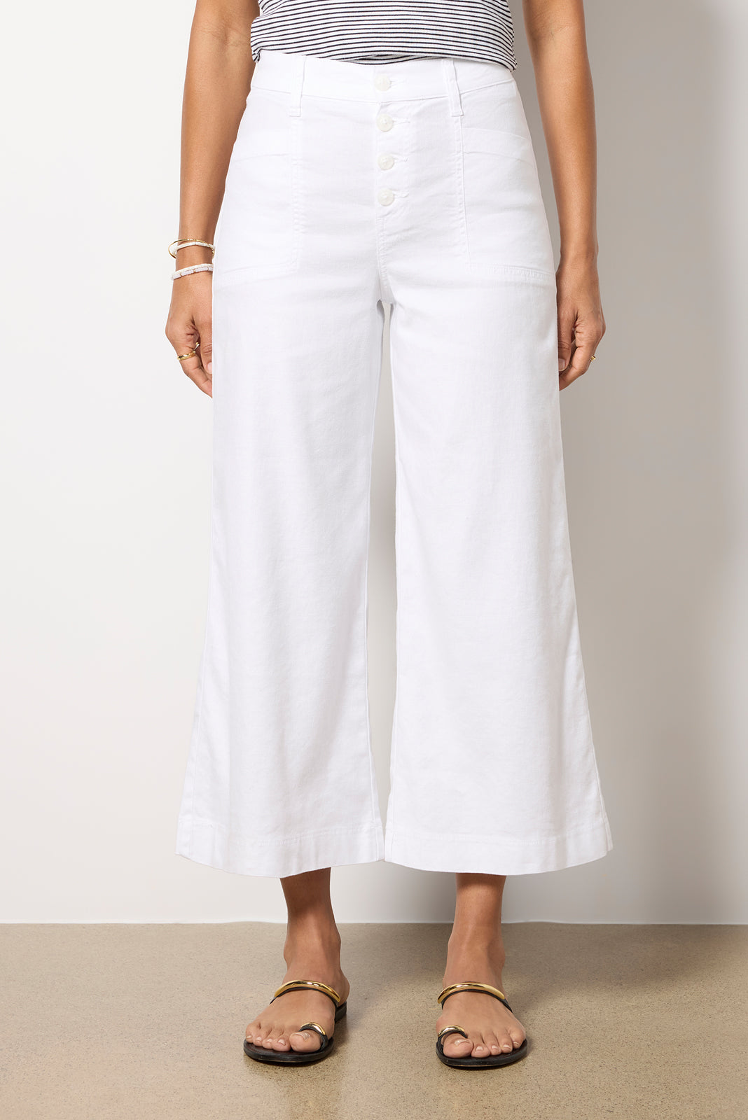 Joelle Stretch Linen Cropped Wide Leg