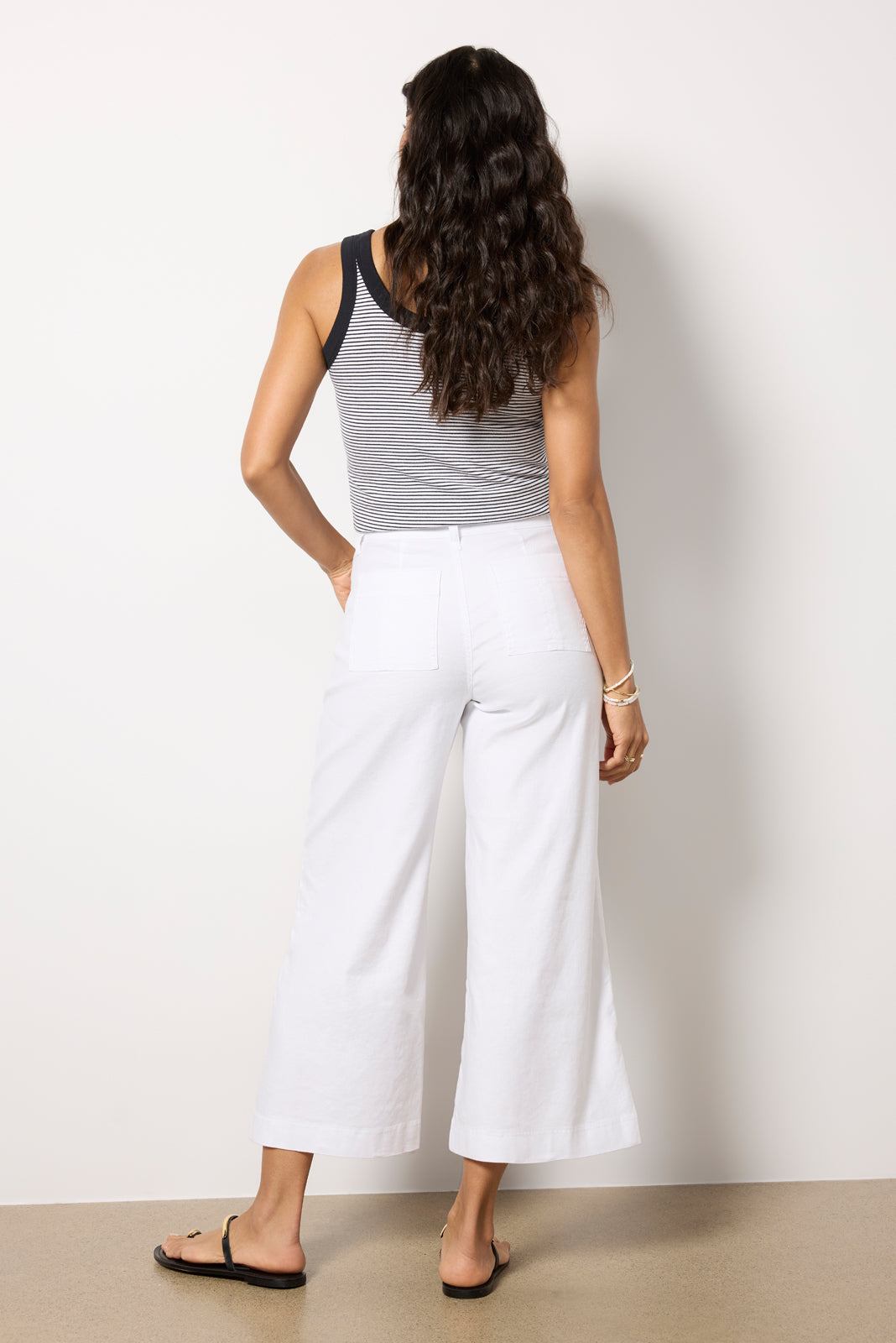 Joelle Stretch Linen Cropped Wide Leg