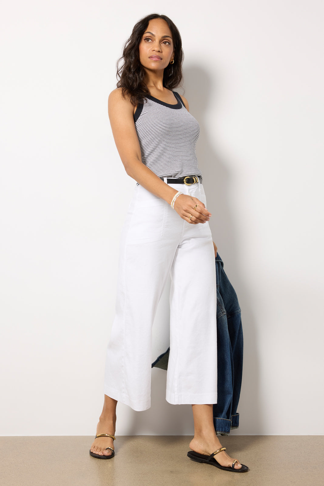 Joelle Stretch Linen Cropped Wide Leg