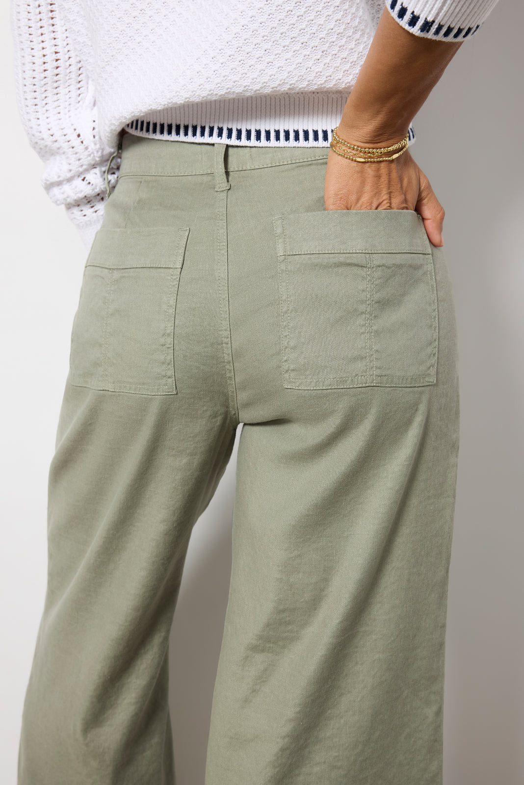 Joelle Stretch Linen Cropped Wide Leg