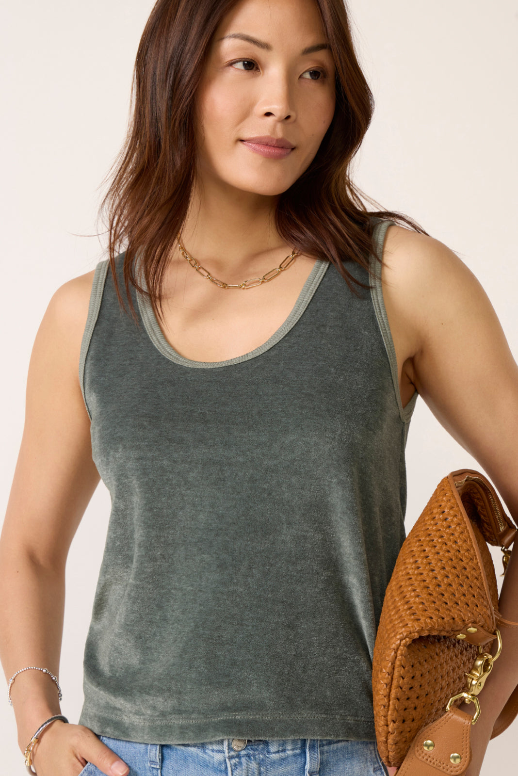 【超美品】sahara/Strap Design Velour Tank Top Emerald Tiger Burnout Velvet Crop Tank | Women's - SpiritHoods