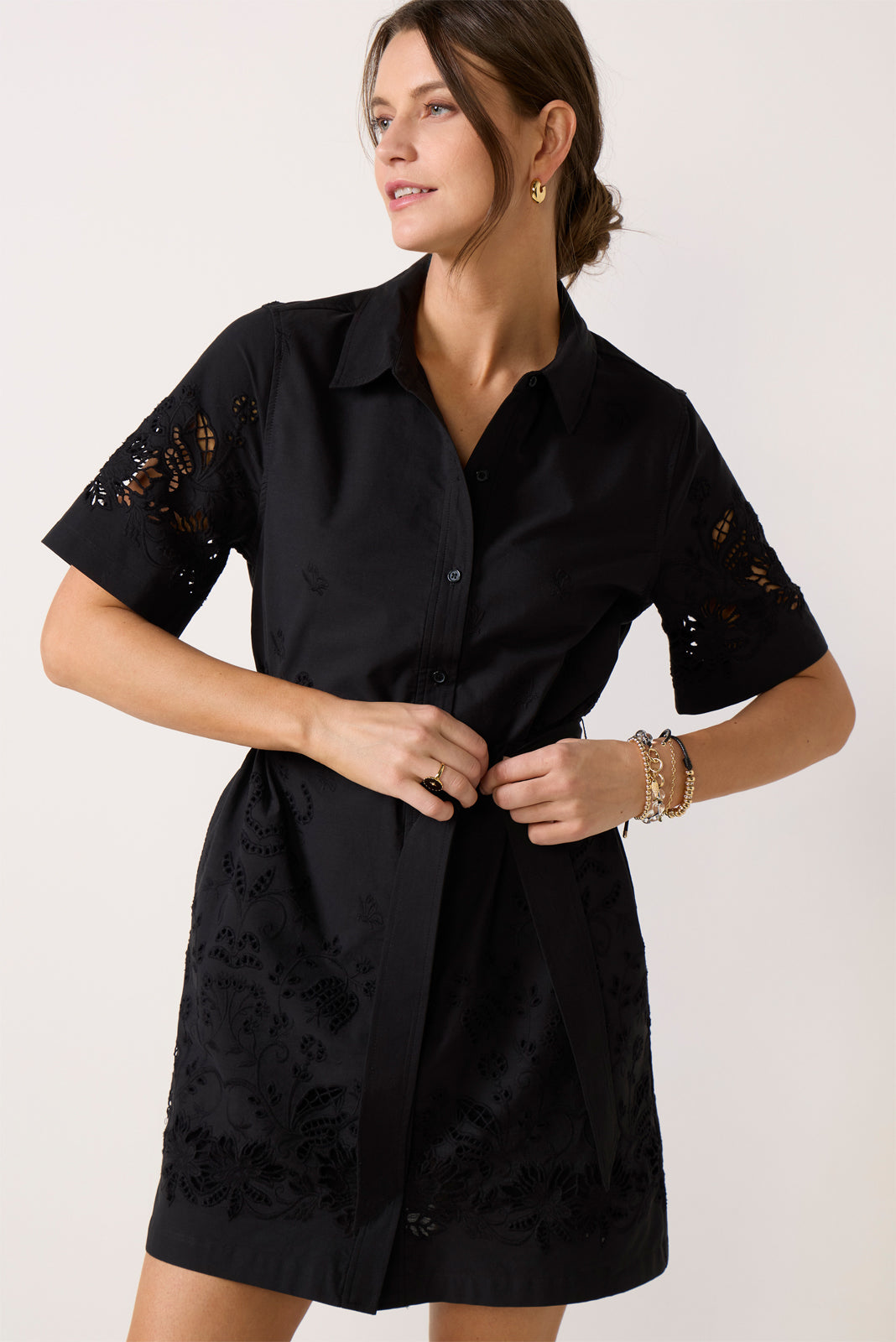 EVEREVE Women's Jenna Eyelet Dress, Size XS, Black