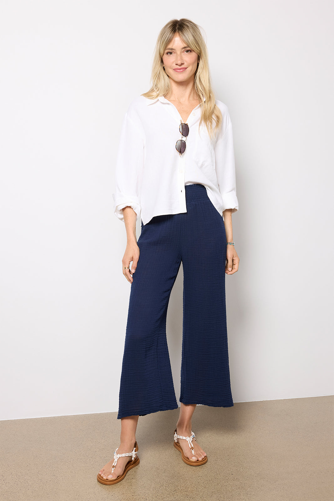Medina Smocked Waist Cropped Pant