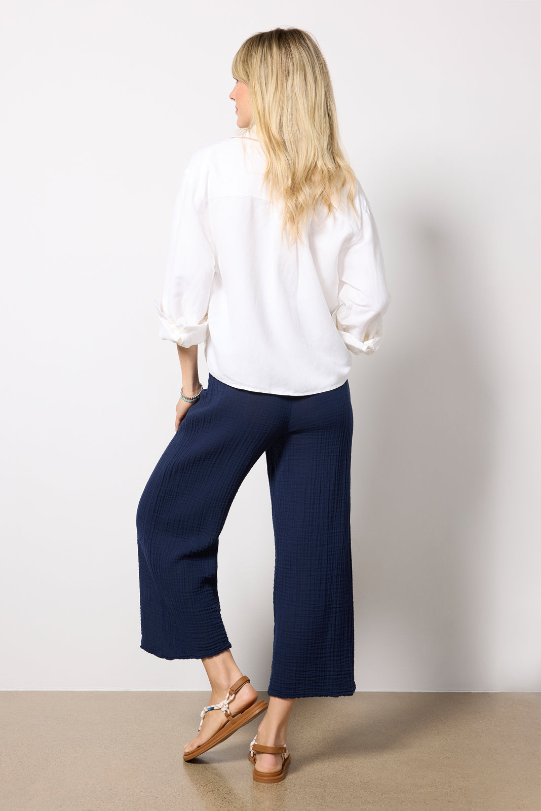 Medina Smocked Waist Cropped Pant