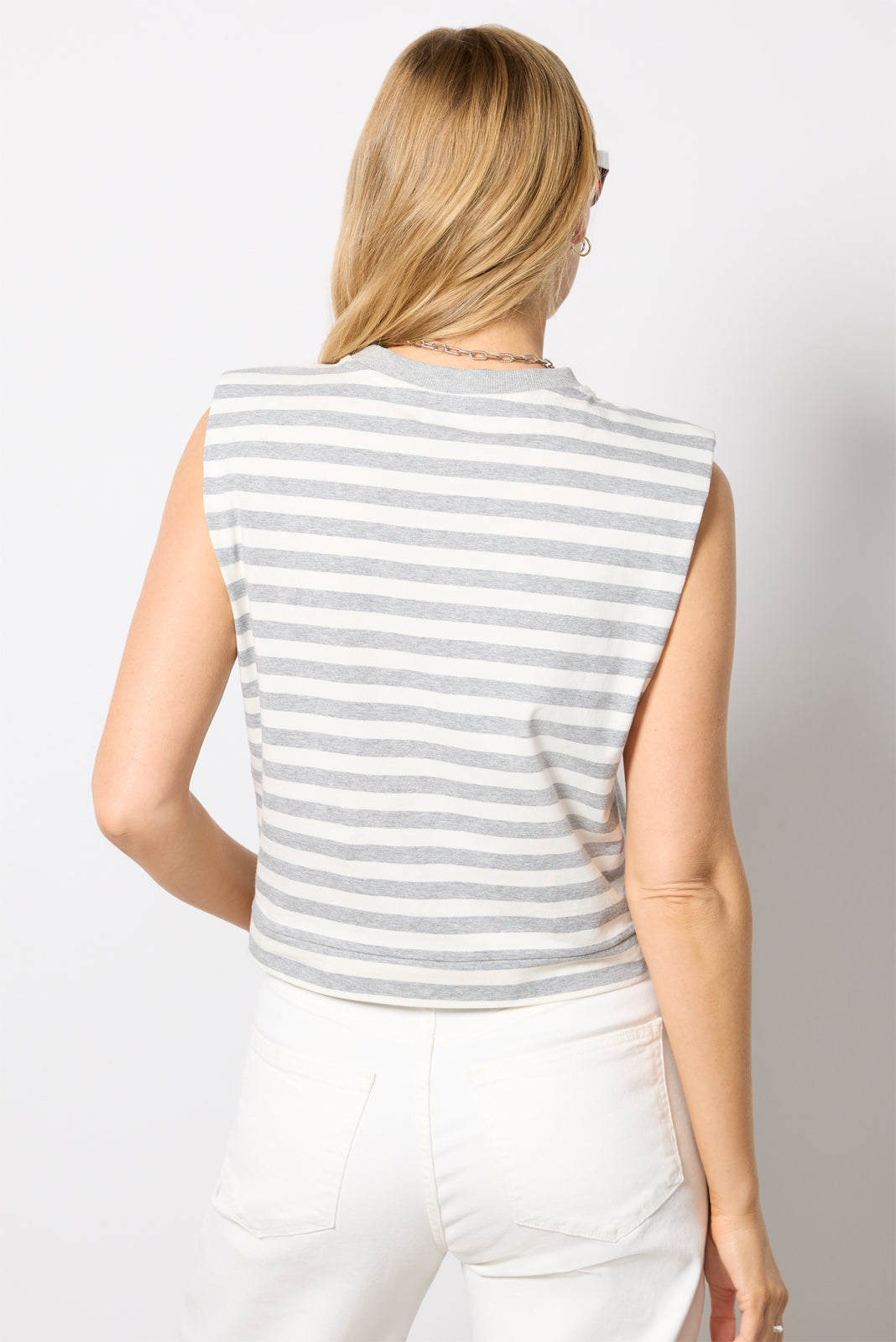 Daphne Strong Shoulder Stripe Top