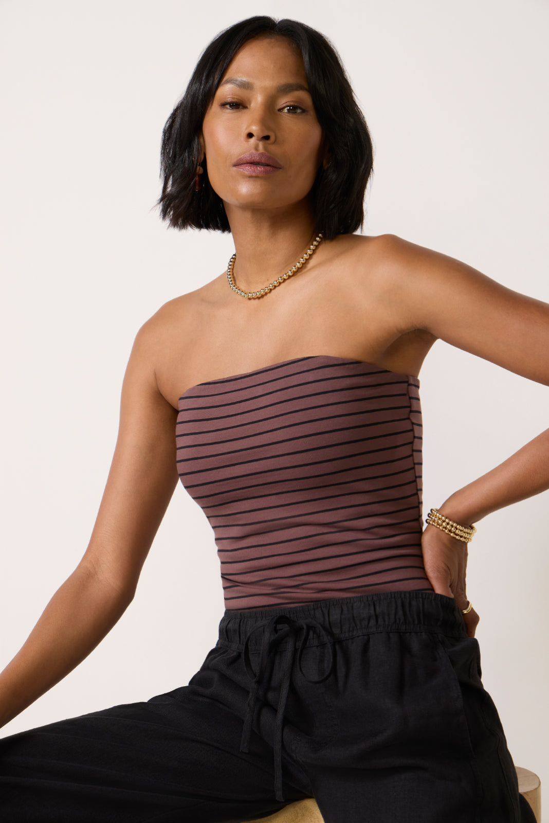 brown tube top dress EVEREVE Women's Ria Top, Size XS, Brown, Cotton Lulus | Beige Linen <Choose> 33 inch) waist 64 Size:6.5 UK / 7.5 US