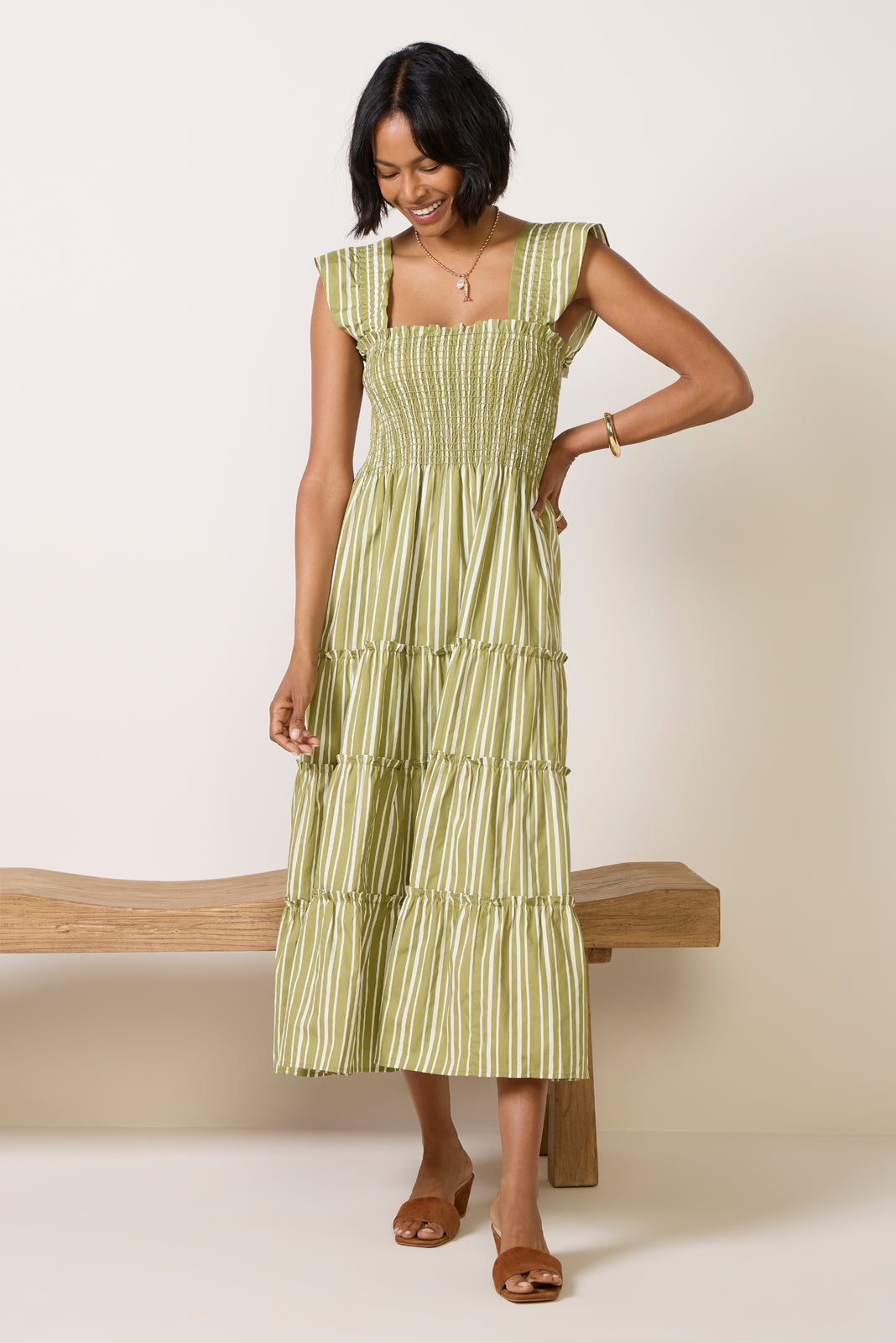 cotton midi dress for women O.P.T Women's Calypso Midi Dress, Size XL, Green