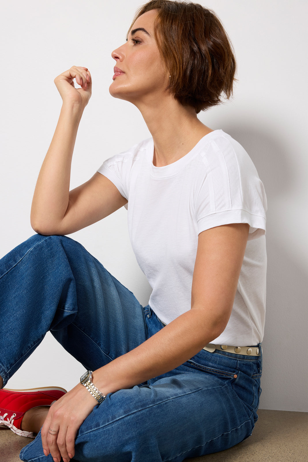 Elsa Shoulder Detail Slub Tee