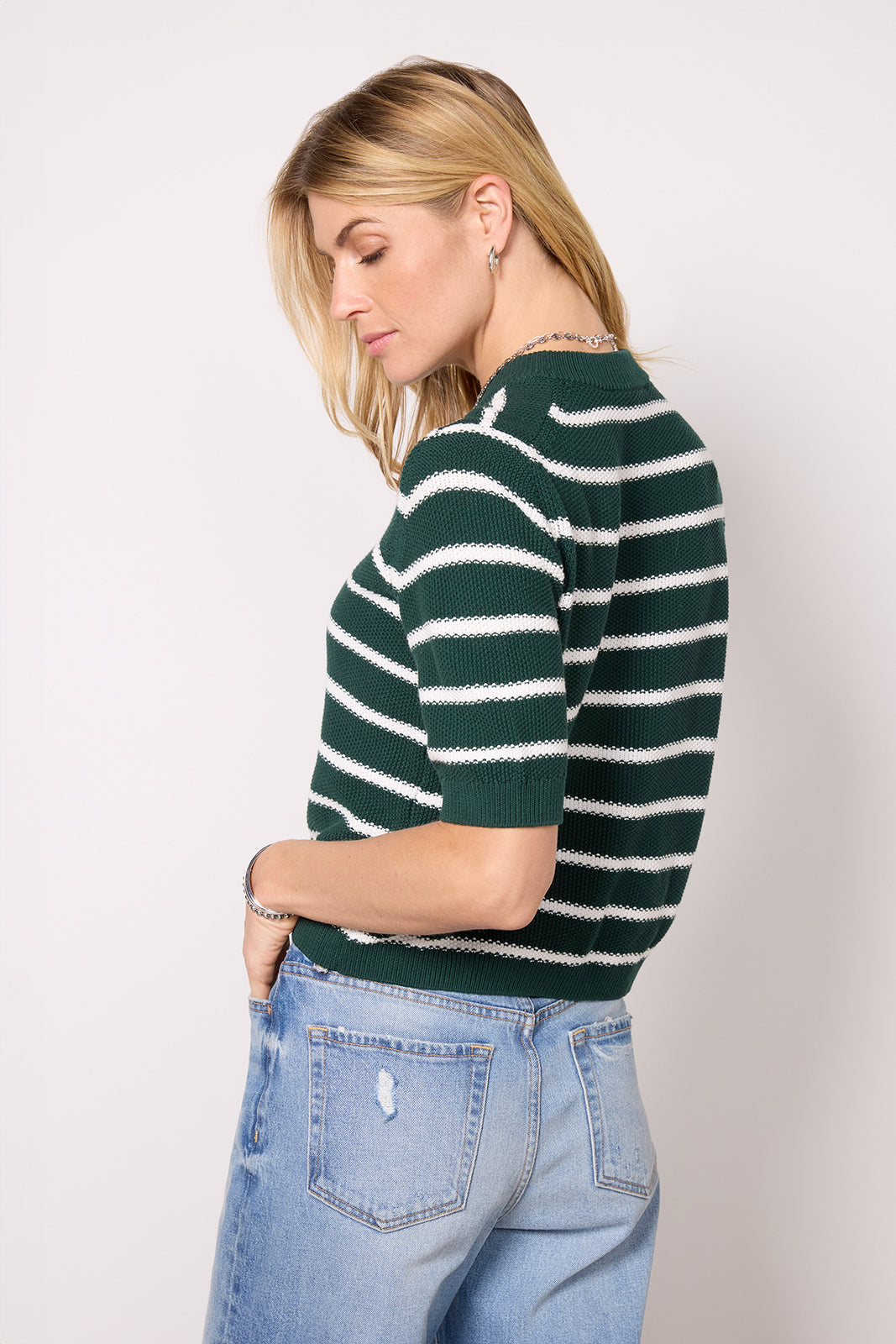 Mozart Moss Stitch Stripe Pullover