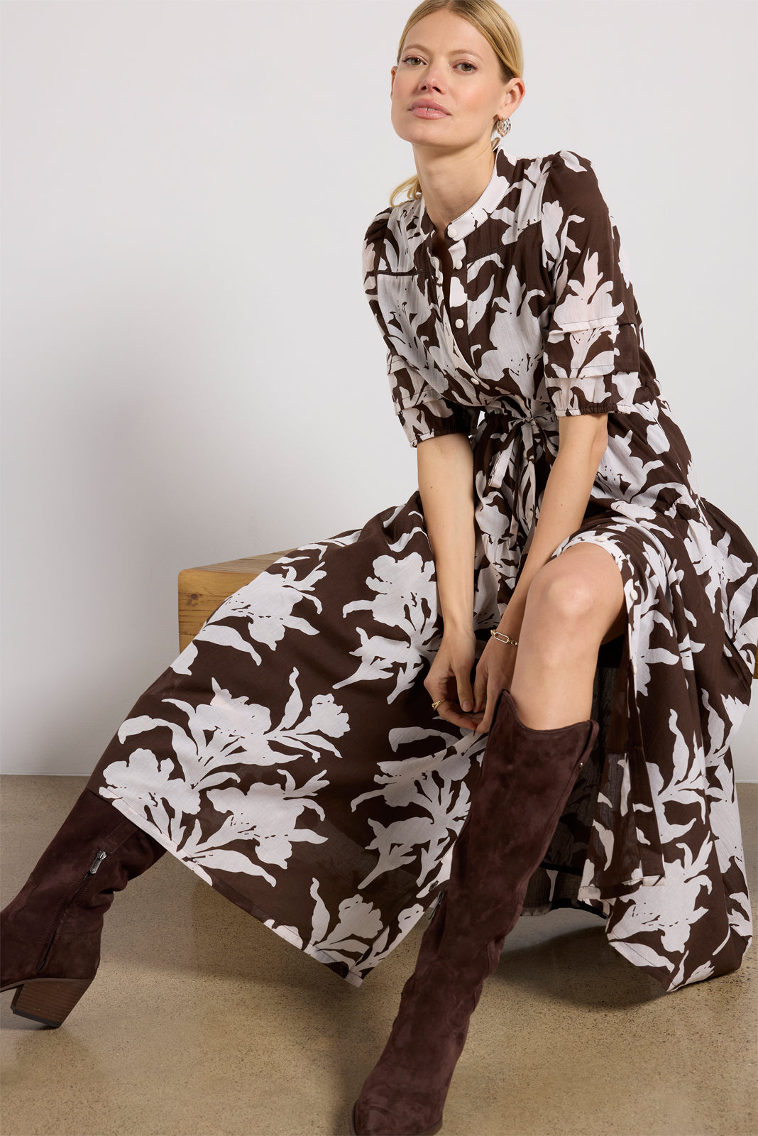EMERSON FRY Women's Lucy 4 Basque Dress, Size Small, Brown EMERSON FRY Women's Lucy 4 Basque Dress, Size Small, Brown