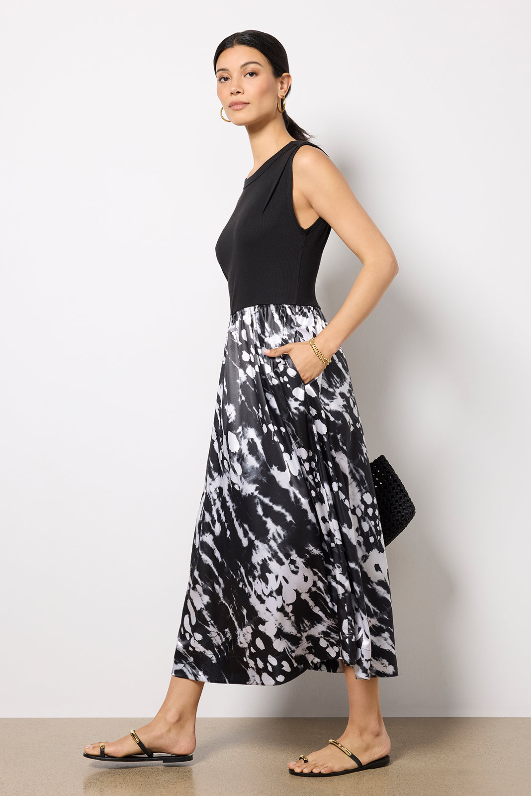 Azalea Mixed Media Midi Dress Azalea Mixed Media Midi Dress