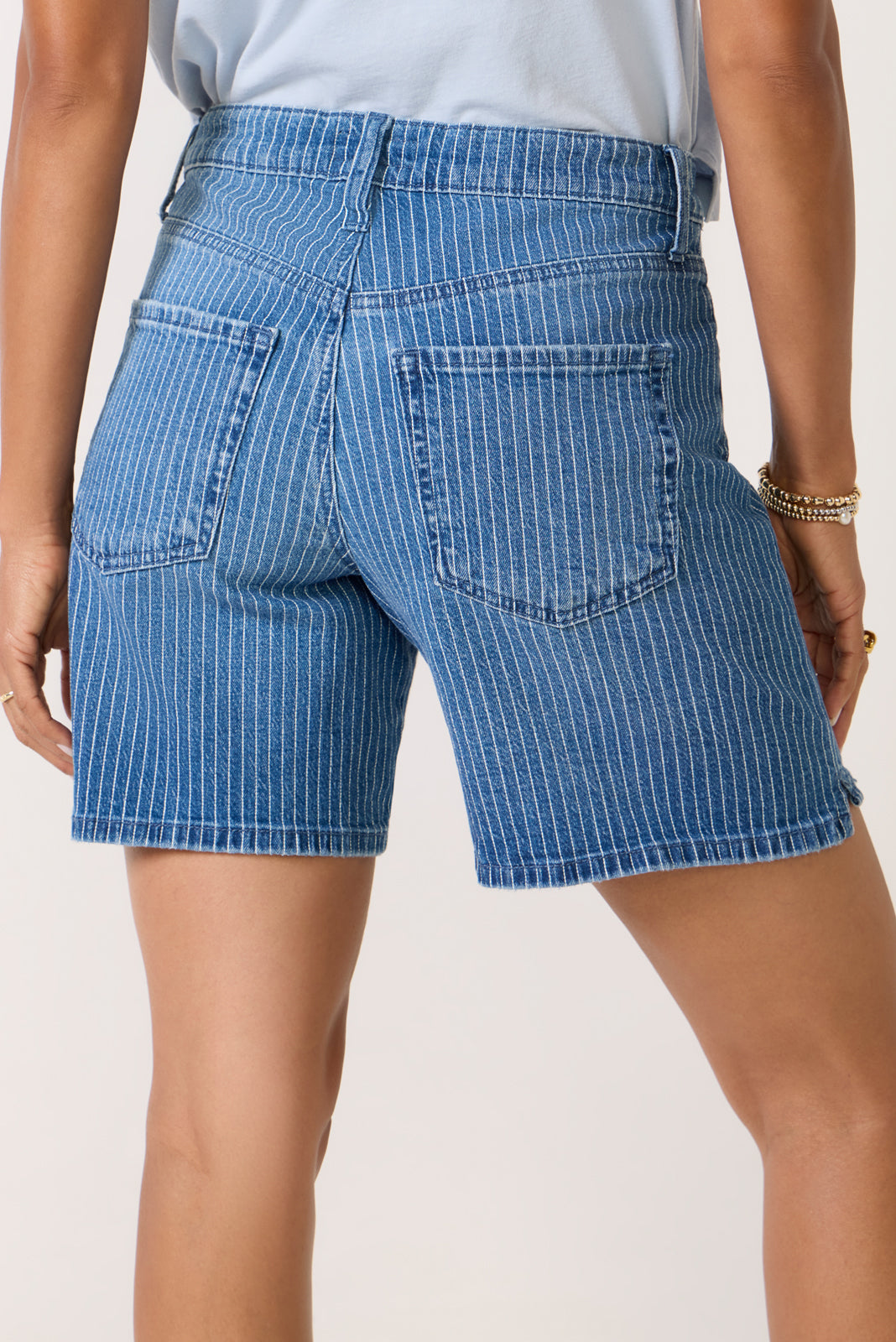 Striped Holly Drawstring Denim Short