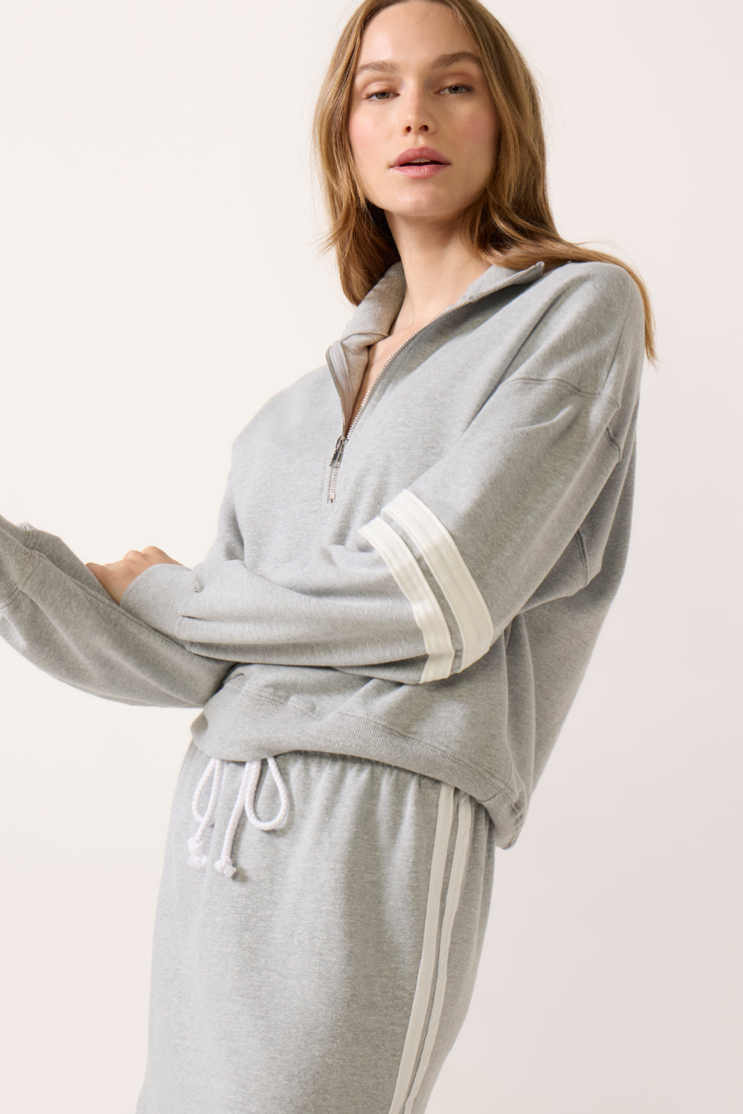 DaizyStripper まゆ Over Size Sweat Varsity Quarter Zip Sweatshirt