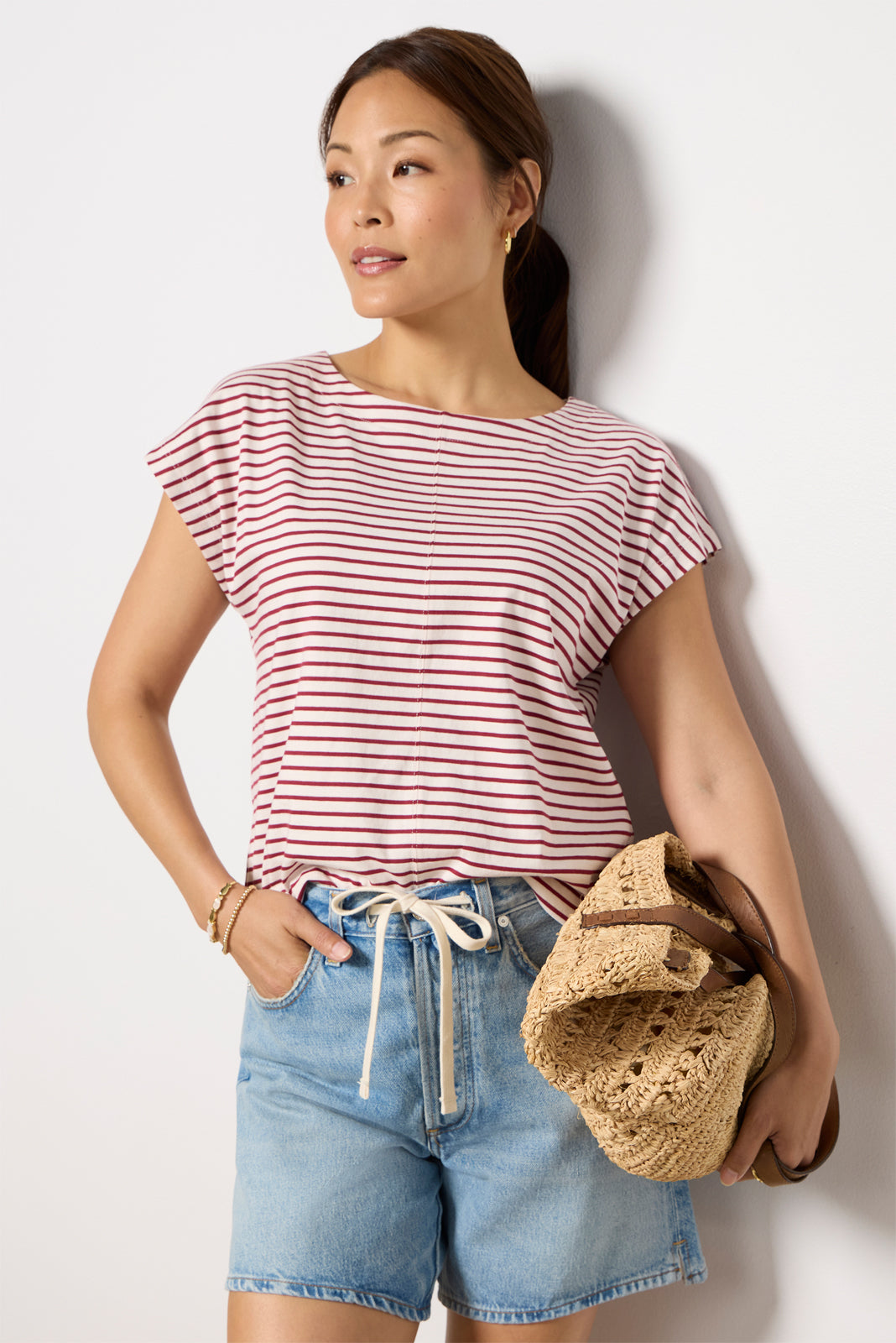 Molly Striped Boatneck Muscle Tee