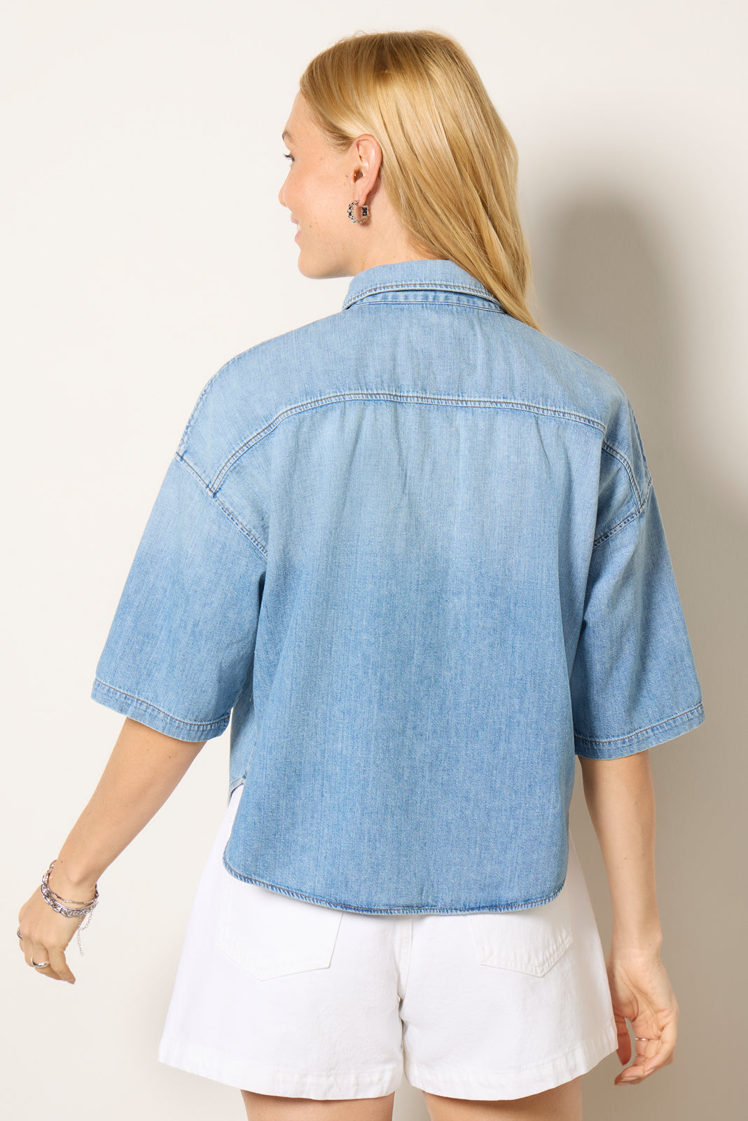 Frances Cropped Cape Button Up