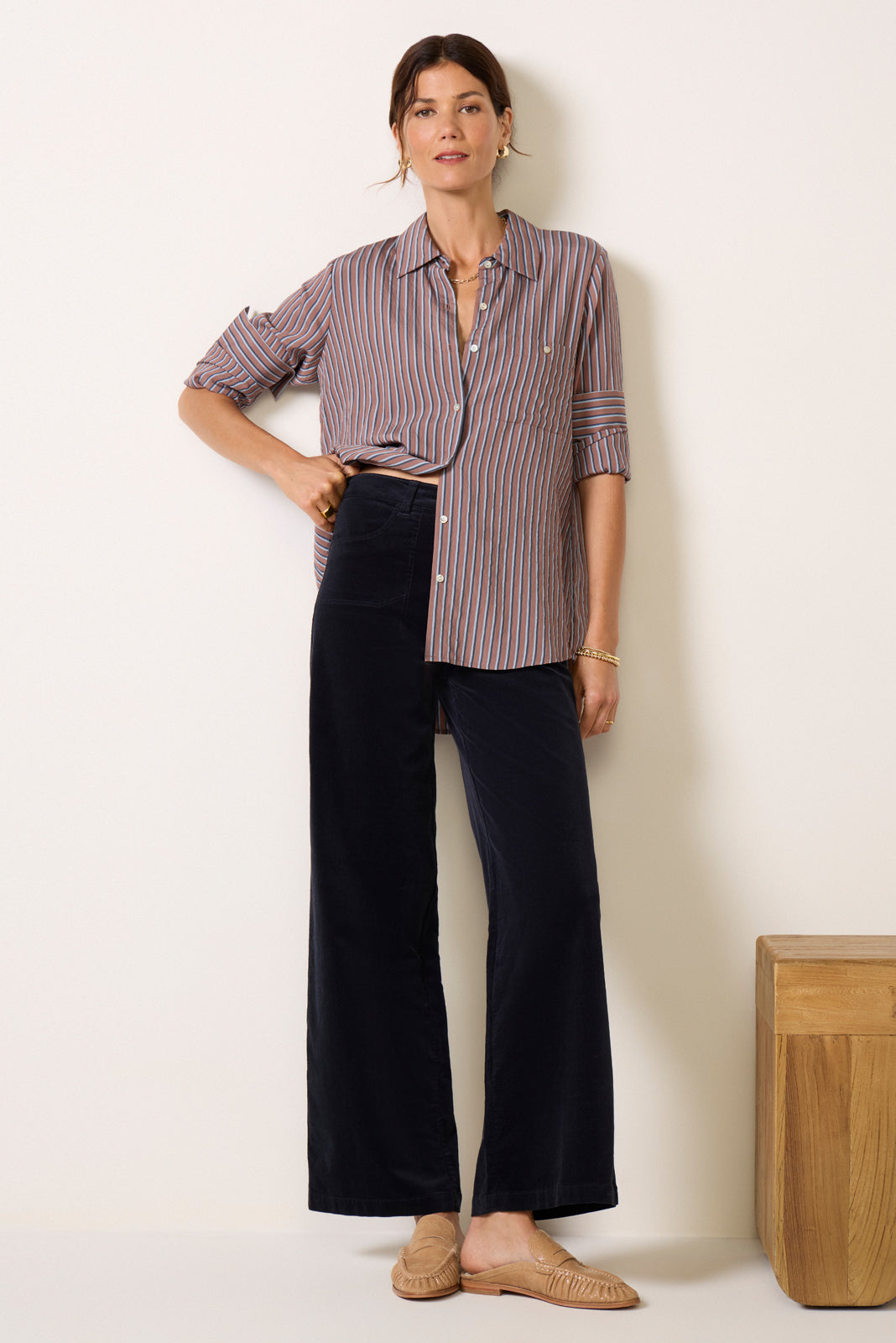 Anessa 31`Cord W/ Stich Utility Pockets Wide Leg