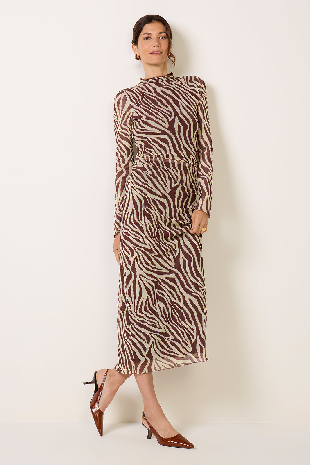 Sevilla Zebra Mesh Midi Dress
