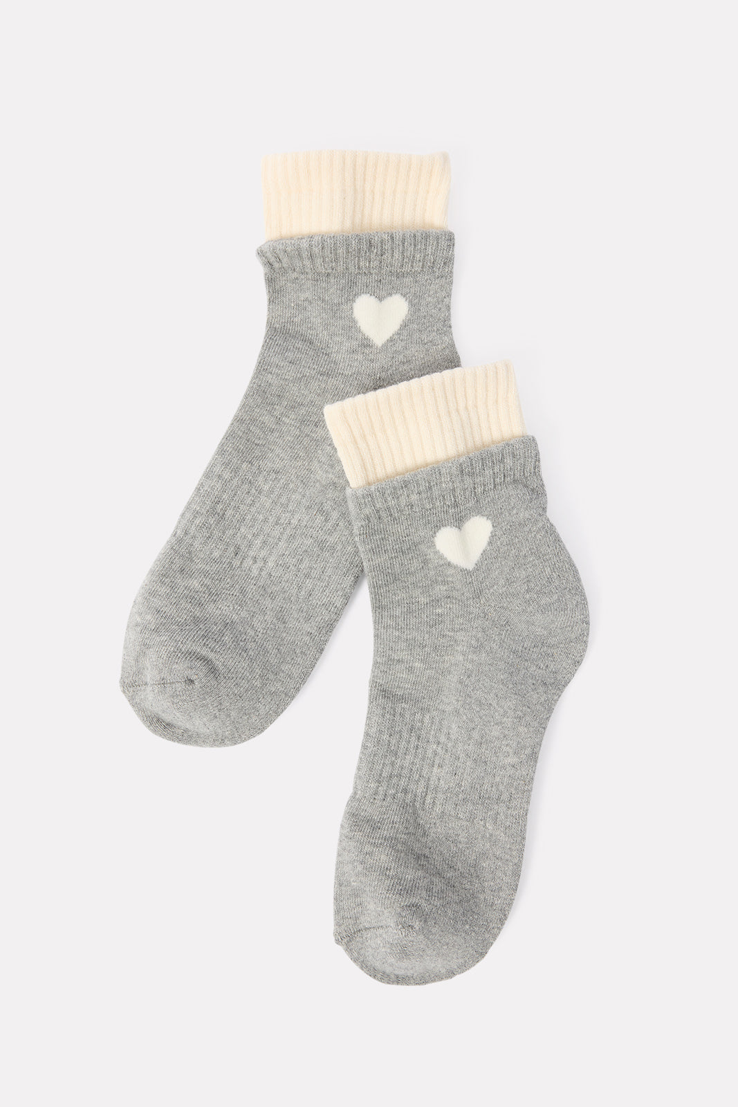 Heart Double Cuff Quarter Sock