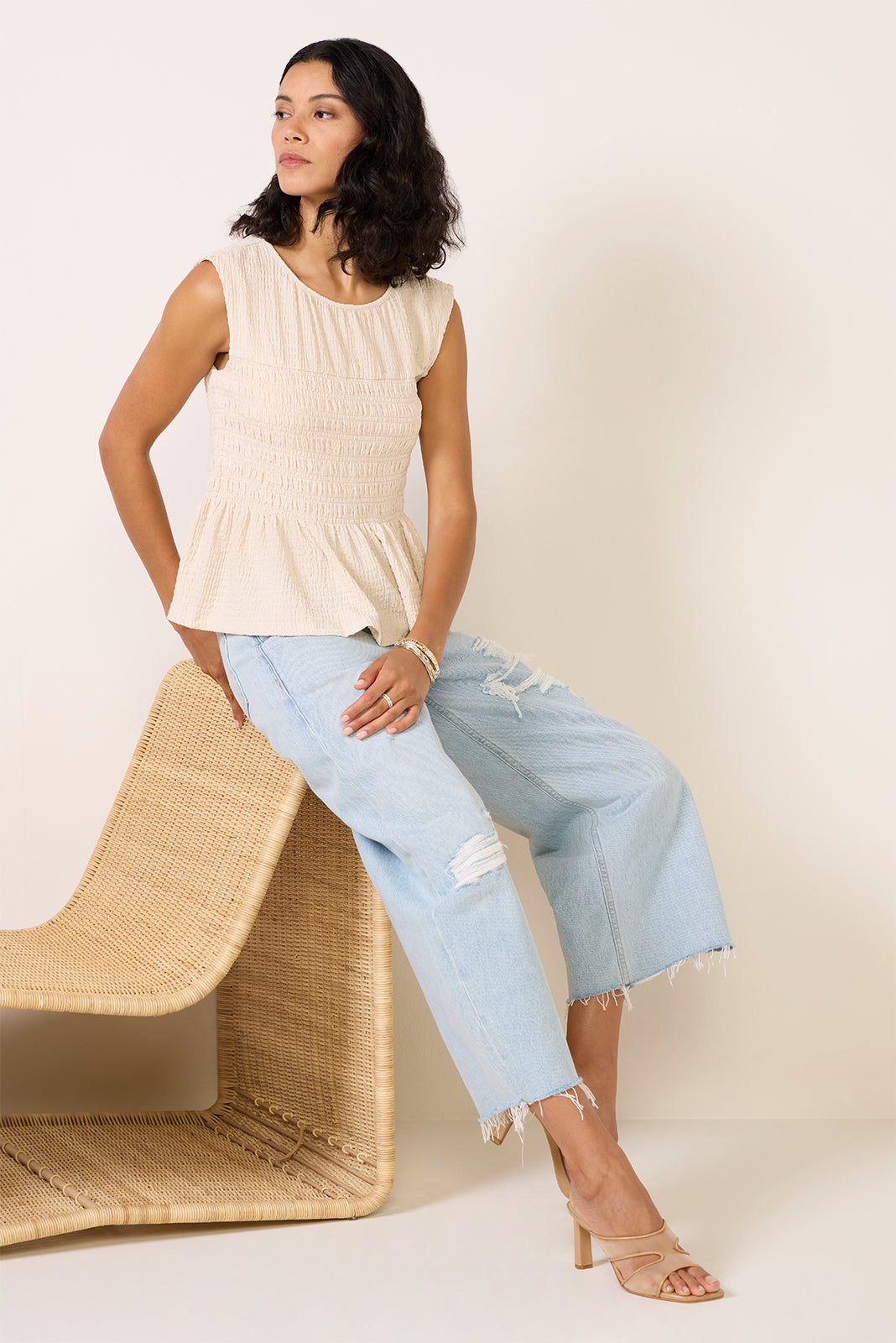 Luna Textured Smocked Waist Tee