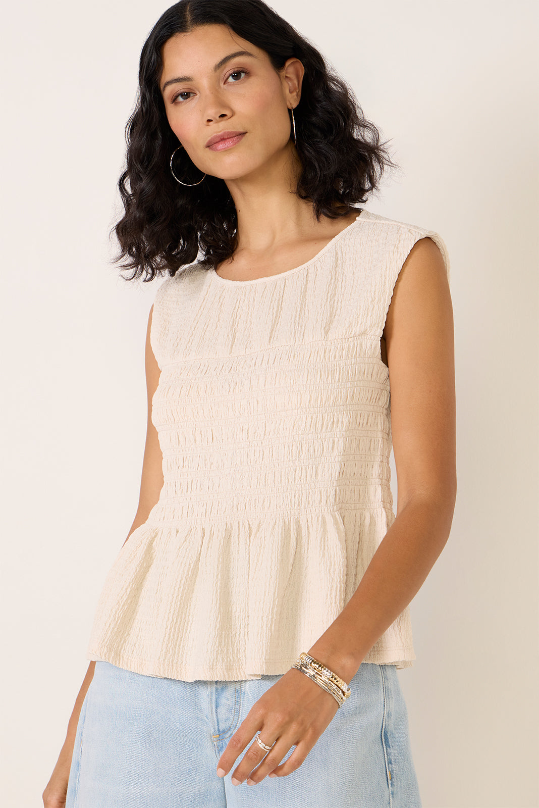 Luna Textured Smocked Waist Tee