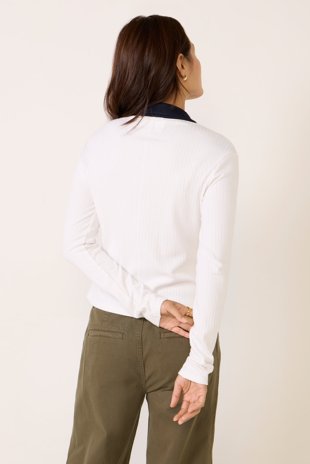 Knit Contrast Long Sleeve Polo