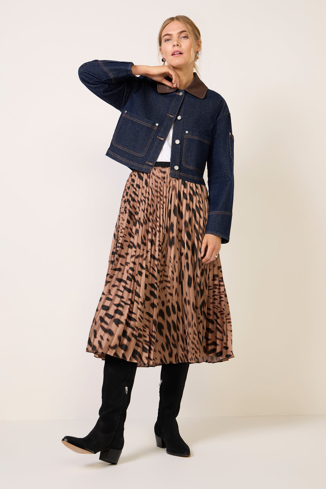 Combo Collar Denim Jacket