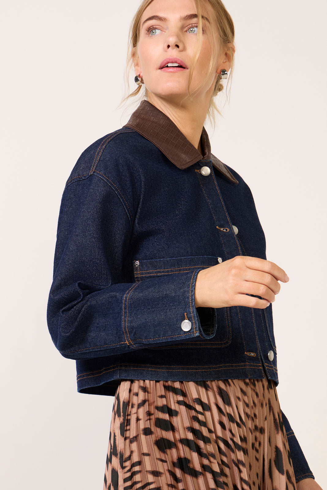 Combo Collar Denim Jacket