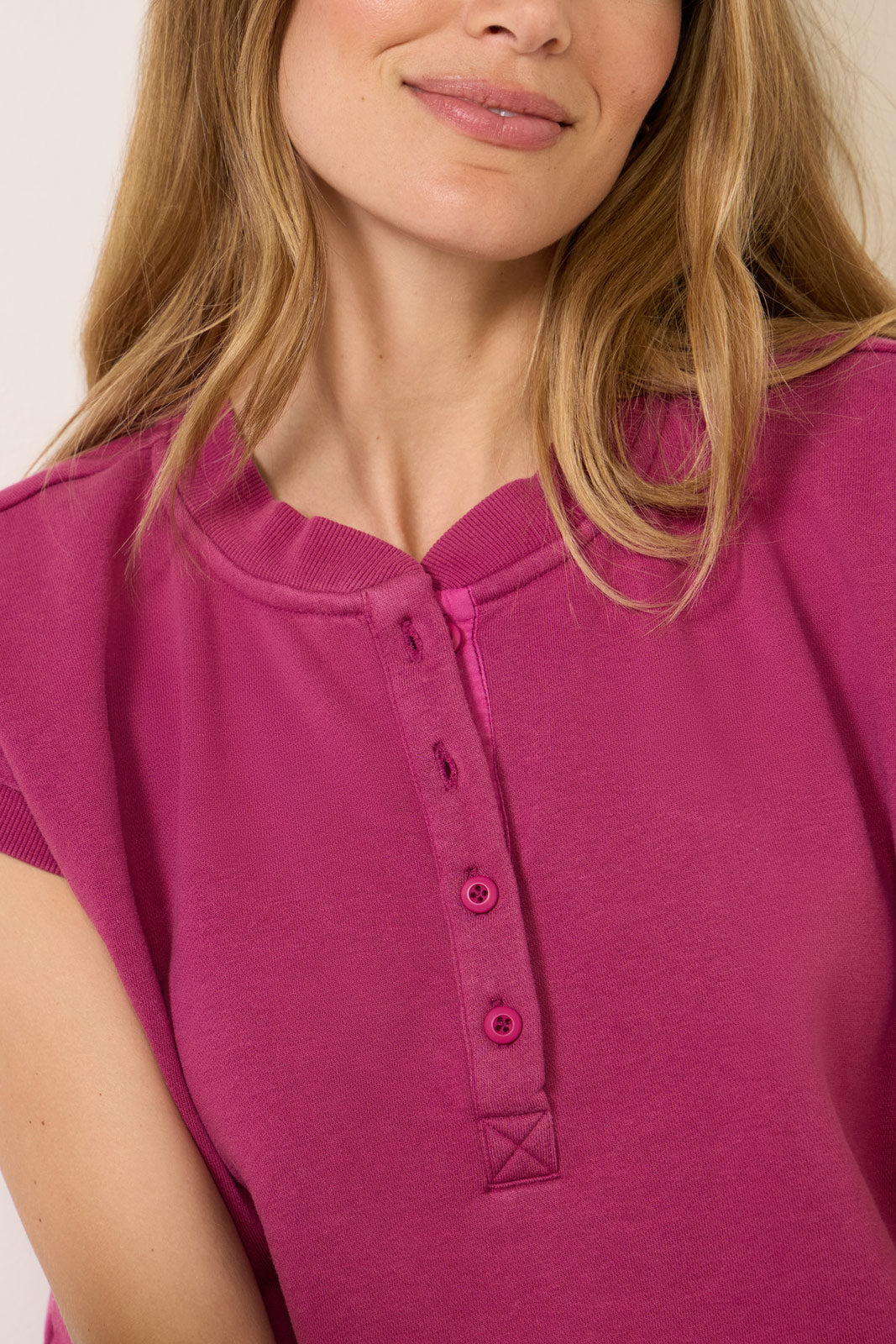 Zuri Sleeveless Henley Sweatshirt