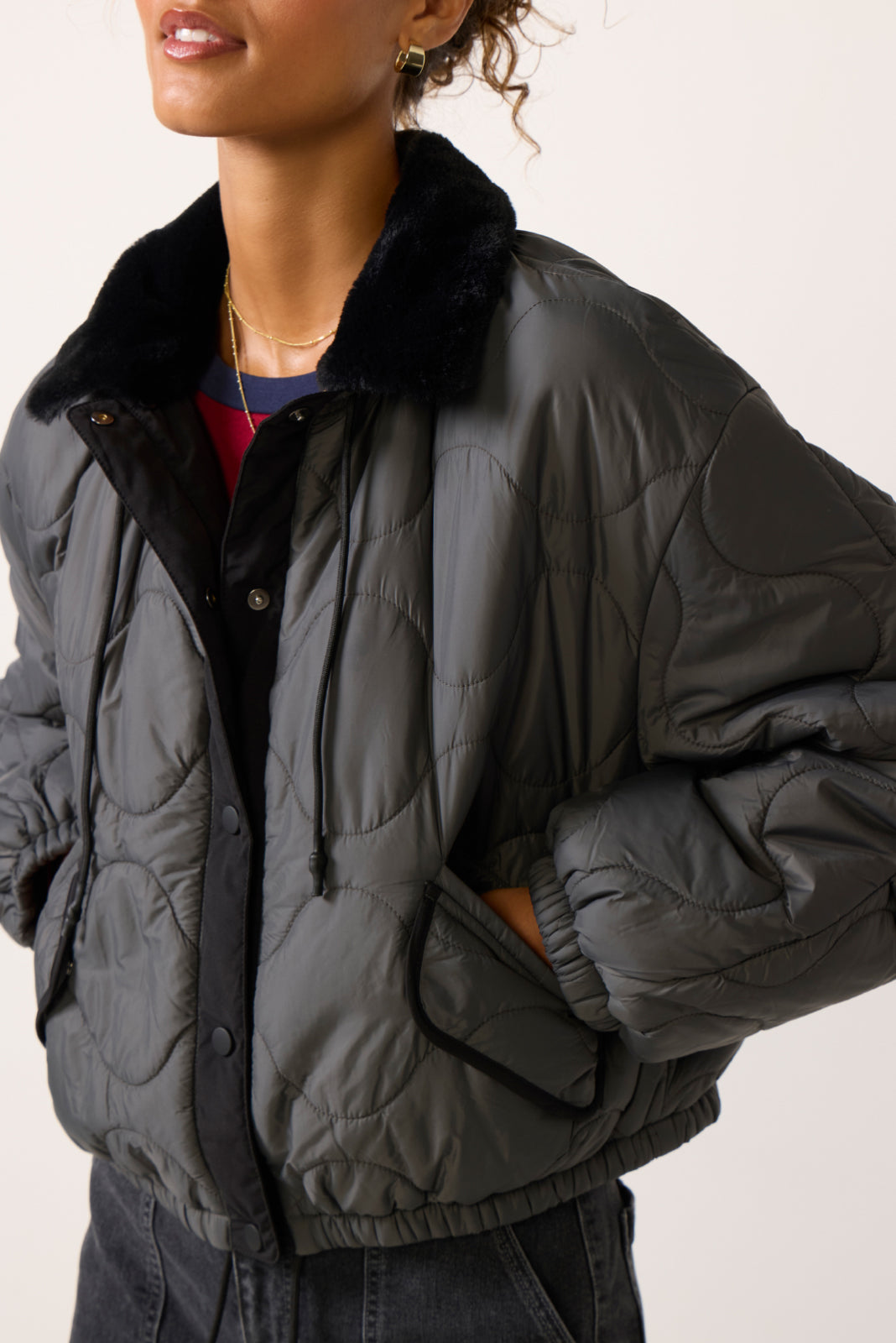 Lara Quilted Fur Trim Jacket