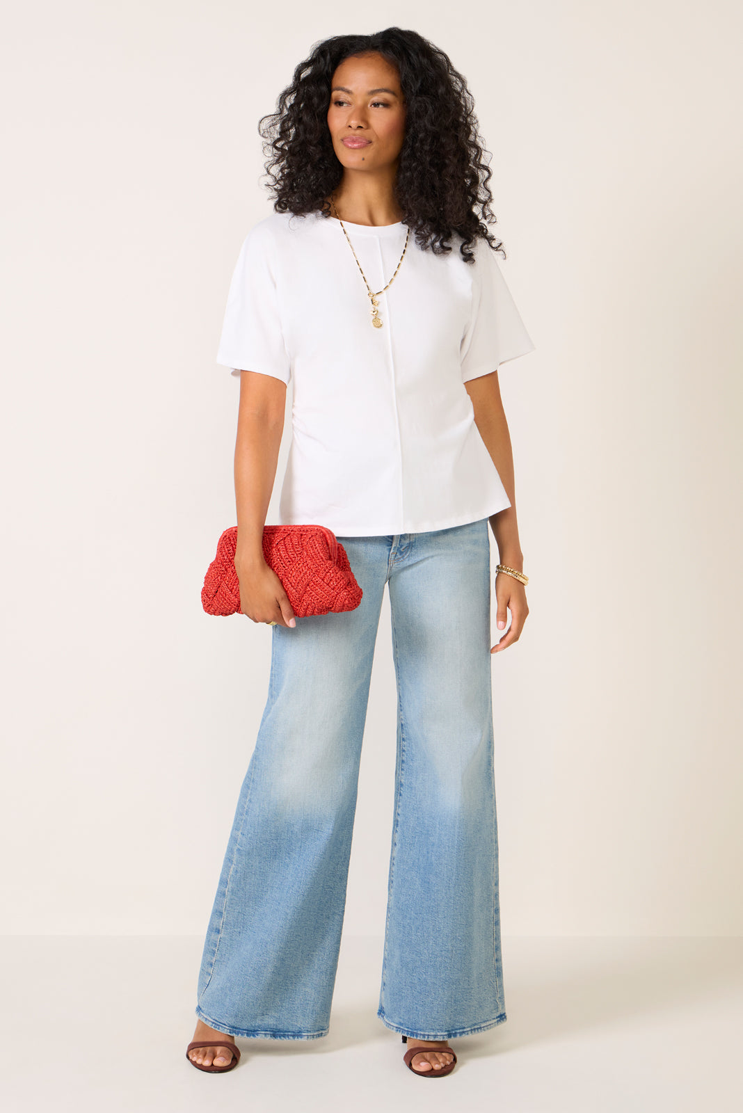 Shirred Waist Dolman Tee