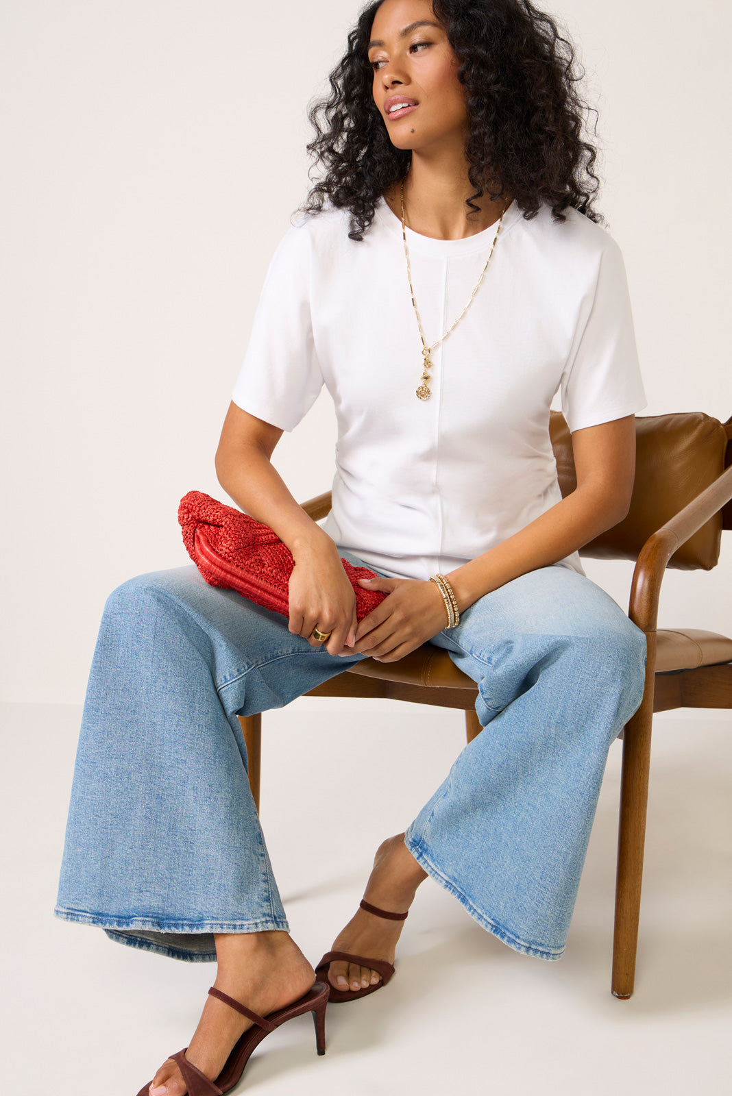 Shirred Waist Dolman Tee