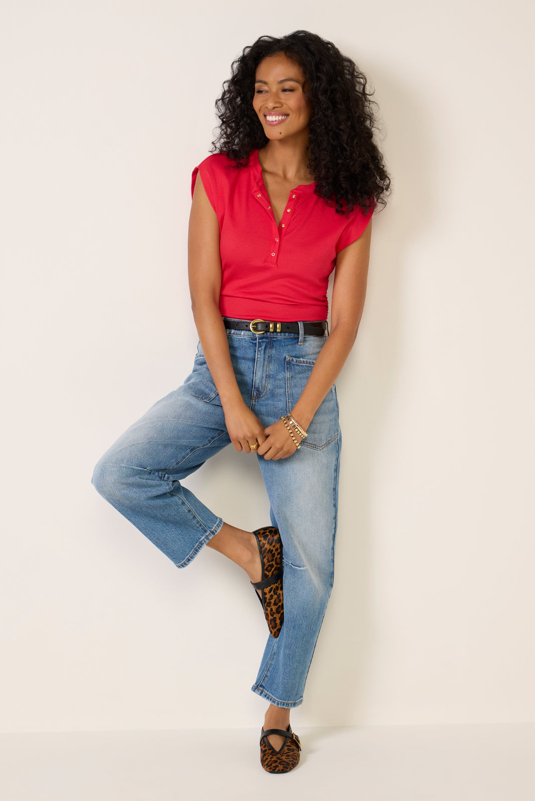 Joni Snap Henley Top