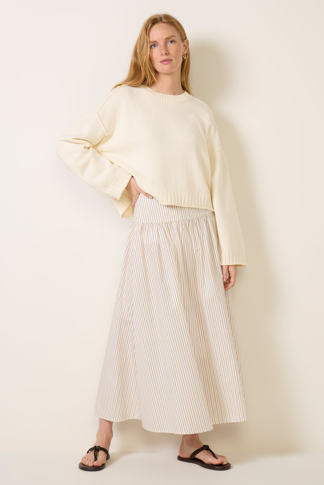 Dakota Rolled Sleeve Crewneck Sweater