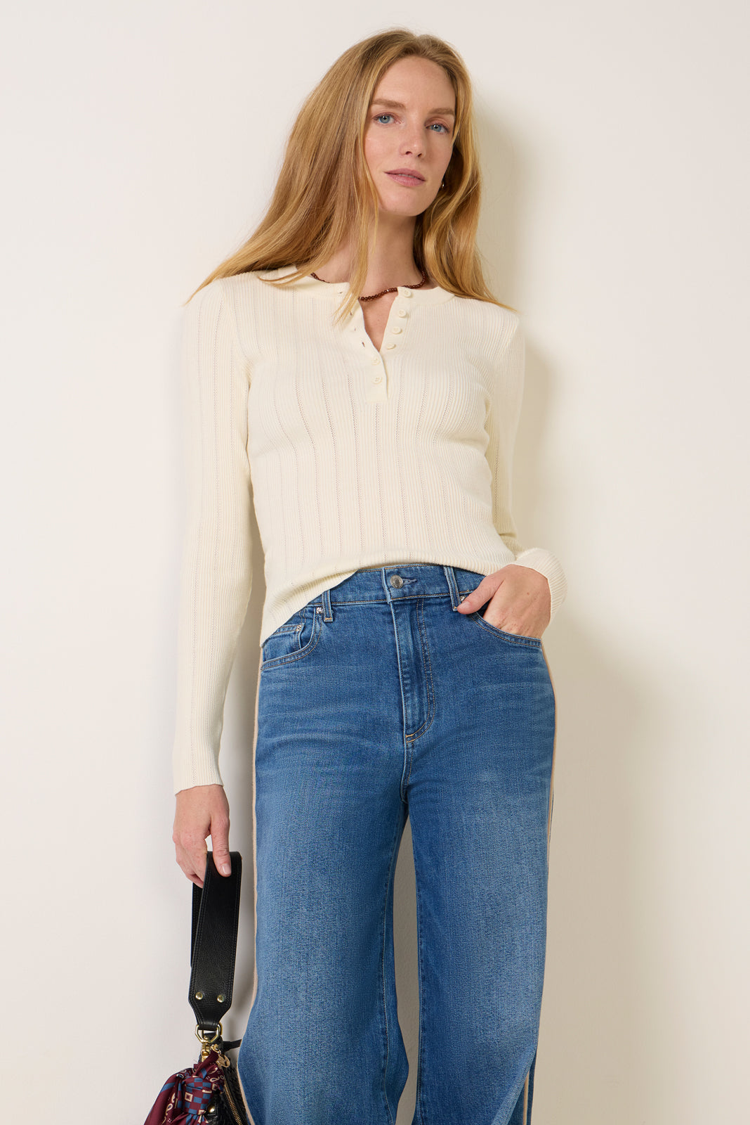 Keeley Henley Pointelle Pullover